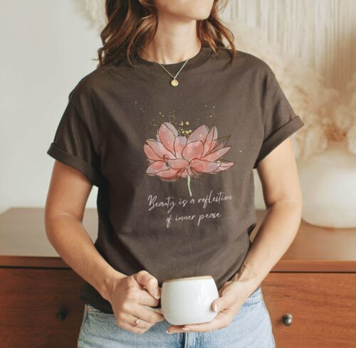 Beauty And Floral Shirt, Positive Shirt, Inspirational Shirt, Motivational Tee, Yoga Shirt For Women Graphic Tees, Best Friend Gift For Her.