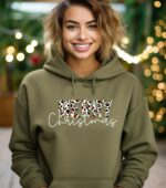 Leopar Design Merry Christmas Hoodie, Christmas Hoodie, Christmas Mom Hoodie, Matching Christmas, Merry Christmas Tee