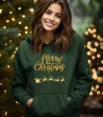 Golden Merry Christmas Hoodie, Womens Christmas Hoodie, Christmas Hoodies For Women, Christmas Gift Women, Merry Christmas Hoodie