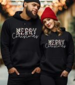 Leopar Design Merry Christmas Hoodie, Christmas Hoodie, Christmas Mom Hoodie, Matching Christmas, Merry Christmas Tee