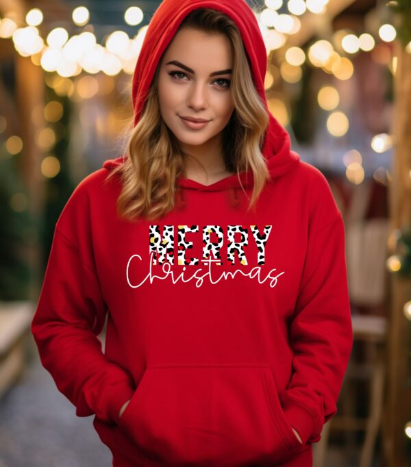 Leopar Design Merry Christmas Hoodie, Christmas Hoodie, Christmas Mom Hoodie, Matching Christmas, Merry Christmas Tee