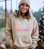 Neon Merry And Bright Christmas Hoodie, Christmas Tree Hoodie, Trendy Christmas Hoodie, Cute Merry And Bright Tee