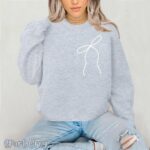 White Ribbon Bow Sweatshirt, Coquette Bow Sweatshirt, Bow Shirts, Minimalist Bow Crewneck Sweatshirt, Trendy Ribbon Sweater, Coquette Gifts