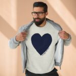 Navy Heart Sweatshirt , Cozy Winter Apparel , Stylish Cold Weather Clothing , Gift For Her , True To Size , Comfortable And Cozy