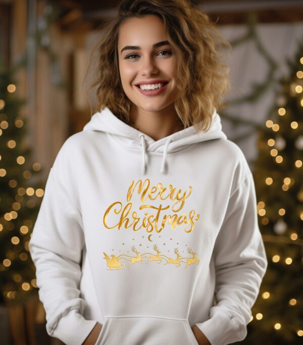 Golden Merry Christmas Hoodie, Womens Christmas Hoodie, Christmas Hoodies For Women, Christmas Gift Women, Merry Christmas Hoodie