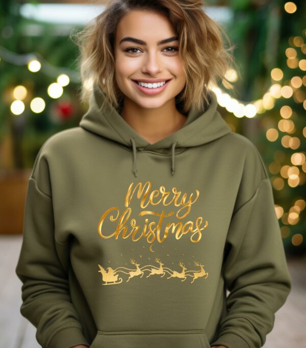 Golden Merry Christmas Hoodie, Womens Christmas Hoodie, Christmas Hoodies For Women, Christmas Gift Women, Merry Christmas Hoodie