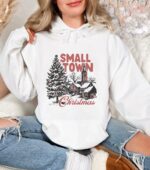 Retro Small Town Christmas Hoodie, Vintage Santa Crewneck, Winter Hoodie, Cute Holiday Crew, Christmas Hoodie, Xmas Design, Holiday Hoodie