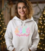 Neon Merry And Bright Christmas Hoodie, Christmas Tree Hoodie, Trendy Christmas Hoodie, Cute Merry And Bright Tee