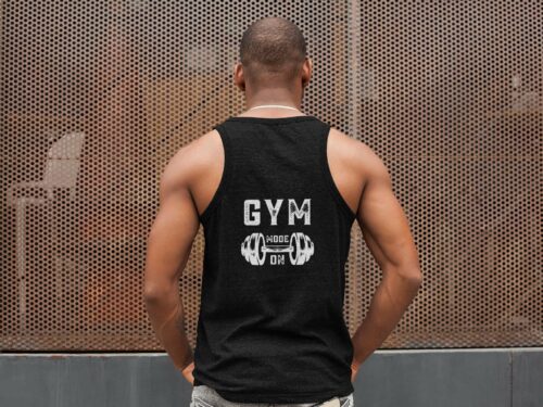 Men'S Gym Mode On Tank Top, Workout Fitness Muscle Tee, Weightlifting Exercise Shirt, Sport Athletic Sleeveless Top, Unisex Jersey Tank